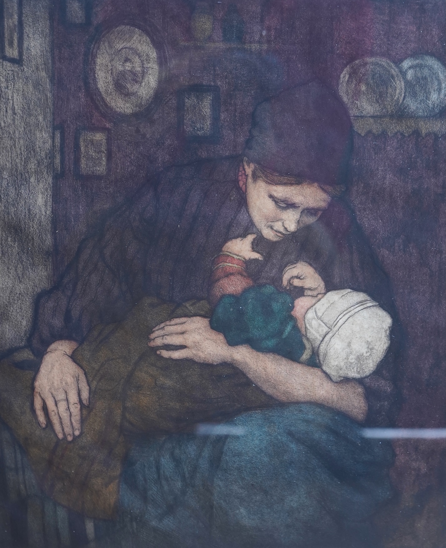Charles W. Bartlett (1860-1940), 'Motherhood, Holland', signed in pencil and numbered 6, etching with aquatint, 34 x 29cm